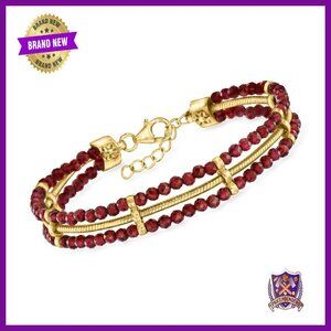 18kt Gold Over Sterling Garnet Bracelet, 7 Inch, Lobster Clasp